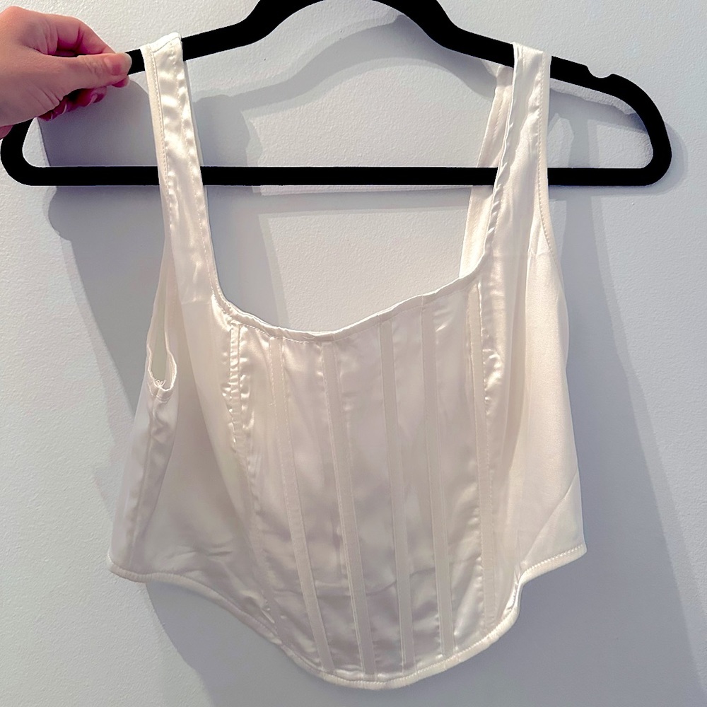 NWT Missguided White Satin Corset Top size 6